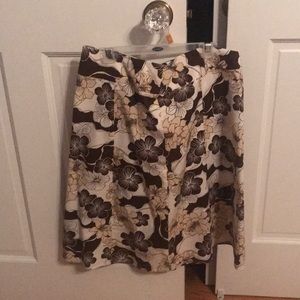 Brown floral mid length skirt